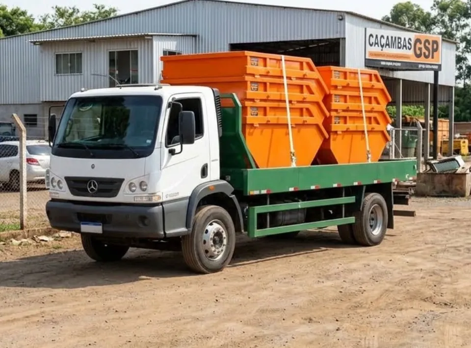 Caminhão utilizado na operação da Caçambas Guarulhos